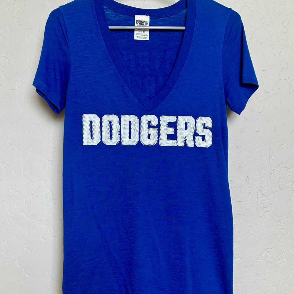 PINK Brand Dodgers V-Neck T-Shirt